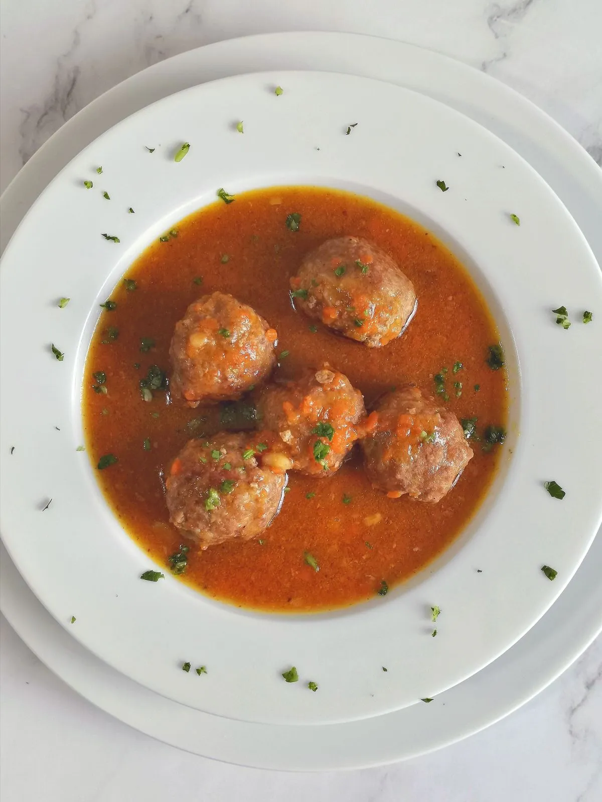 Colombian Albondigas: Meatball Soup with Hogao and Fried Potatoes