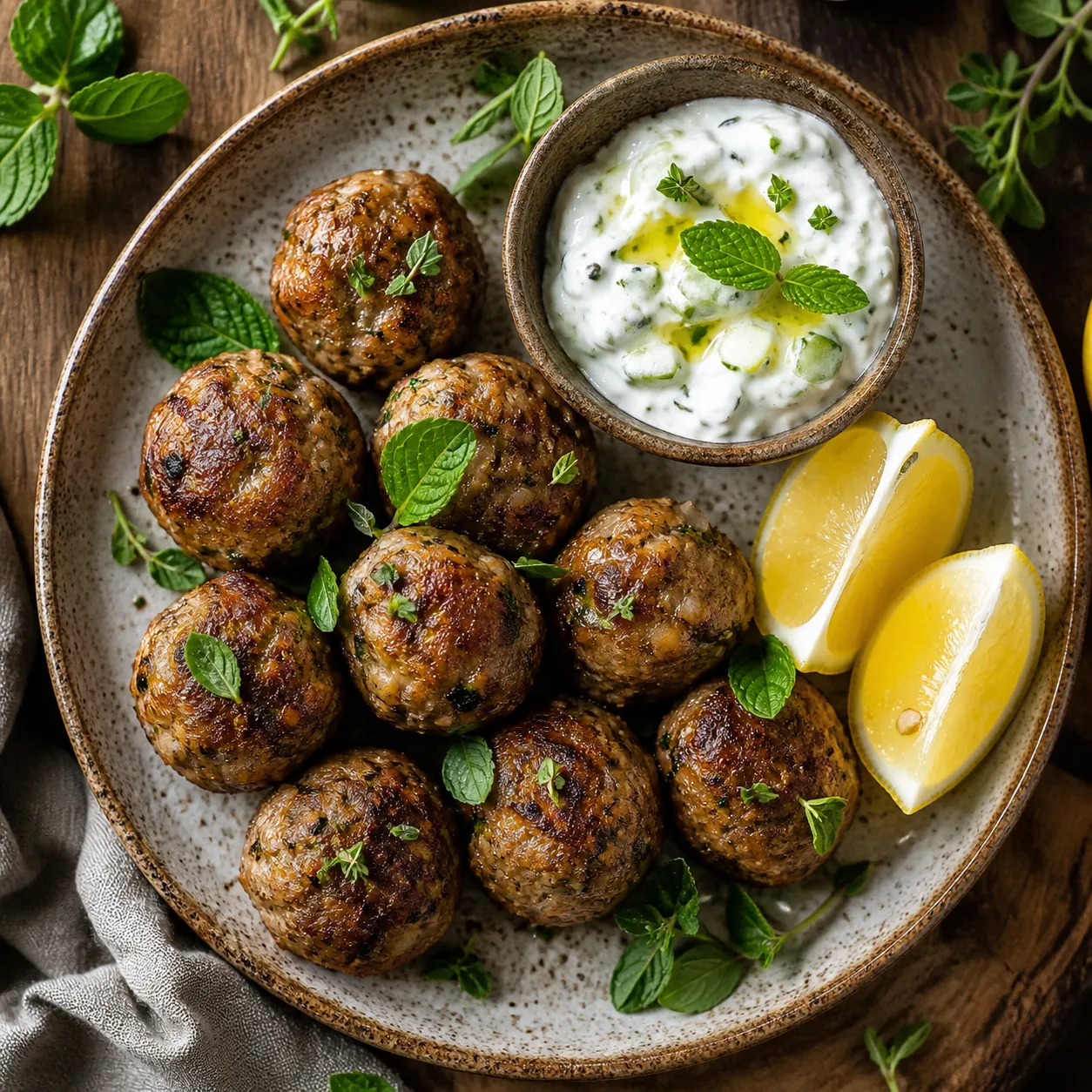 Greek Lamb Meatballs (Keftedes) with Mint, Oregano, and Lemon