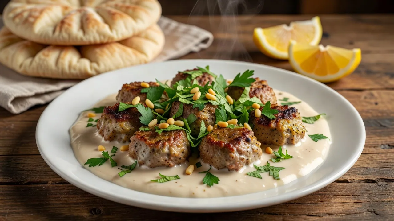 Kofta bil Tahini: Lebanese Baked Meatballs in Creamy Tahini Sauce