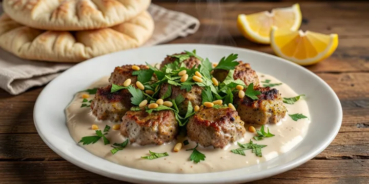 Kofta bil Tahini: Lebanese Baked Meatballs in Creamy Tahini Sauce
