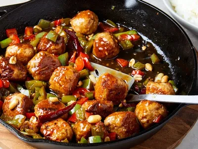 How to Make Kung Pao Meatballs (Sticky Peanut Glaze)