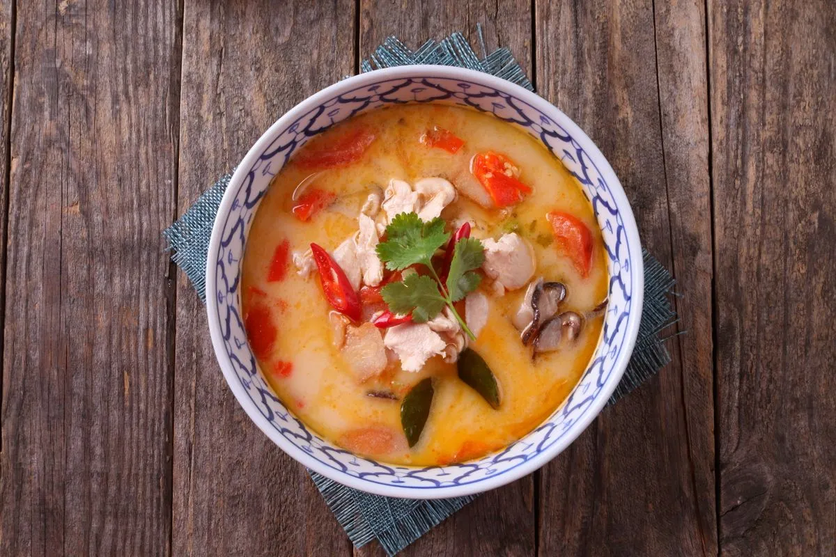 Thai Coconut Galangal Soup with Meatballs (Tom Kha Gai)