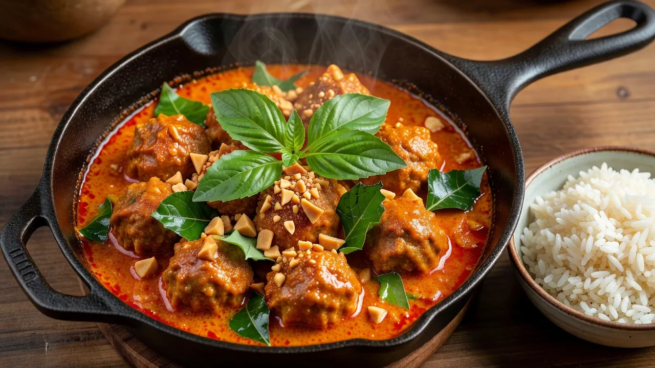 Thai Panang Curry Meatballs (Rich Peanut Curry, 35 Minutes)